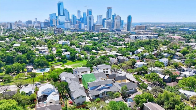 bird's eye view with a city view