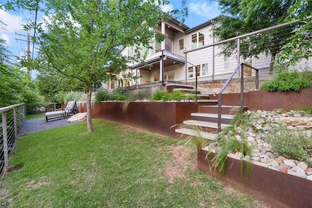 2902 Cedarview Dr, Austin, TX 78704 - view of yard featuring fence and stairway