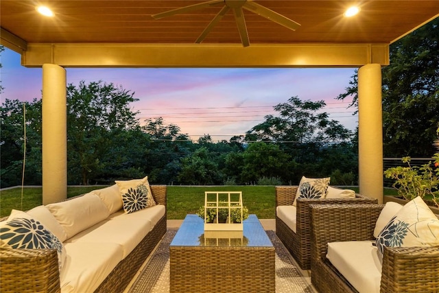 2902 Cedarview Dr, Austin, TX 78704 - view of patio / terrace with a ceiling fan and an outdoor living space
