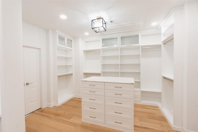 walk in closet featuring light wood-style floors