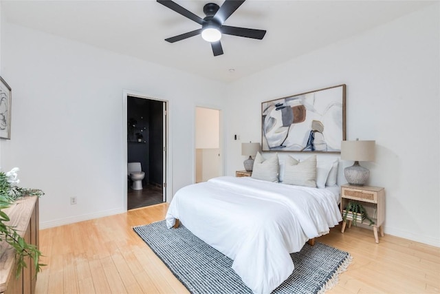 1606 Morgan Ln Unit B, Austin, TX 78704 - bedroom featuring light wood-style flooring, baseboards, and a ceiling fan