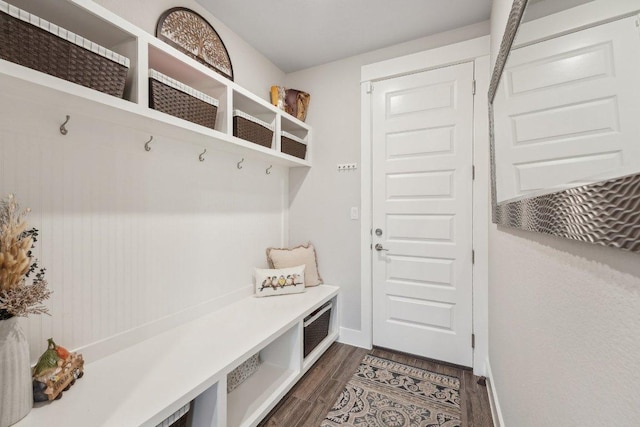 300 Red Mulberry Way, Leander, TX 78641 - mudroom with dark wood-style floors and baseboards