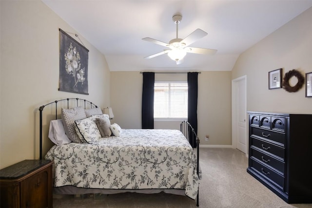 1312 Becca Teal Pl, Round Rock, TX 78681 - carpeted bedroom with vaulted ceiling, baseboards, and ceiling fan