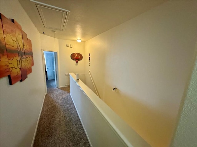 10608 Plains Trl Unit B, Austin, TX 78758 - corridor featuring attic access, carpet flooring, an upstairs landing, and baseboards