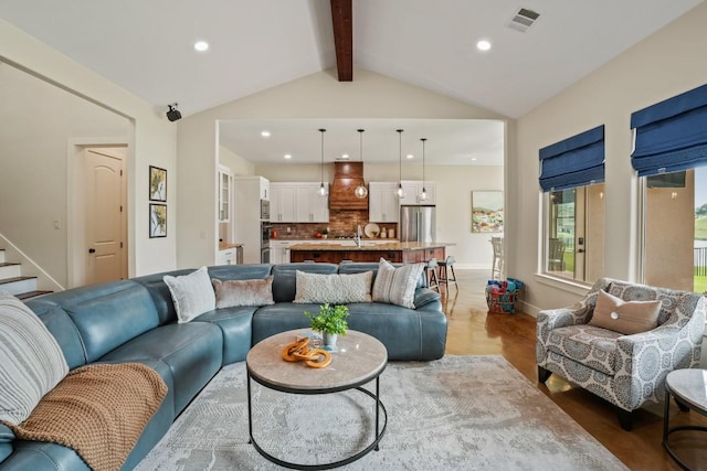100 Red Barn Rd, Kingsland, TX 78639 - living area with recessed lighting, baseboards, and stairway