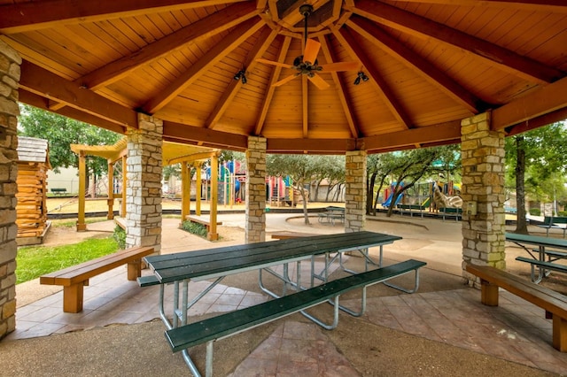 surrounding community with a gazebo and playground community