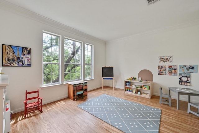 5908 Front Royal Dr, Austin, TX 78746 - game room with crown molding and wood finished floors