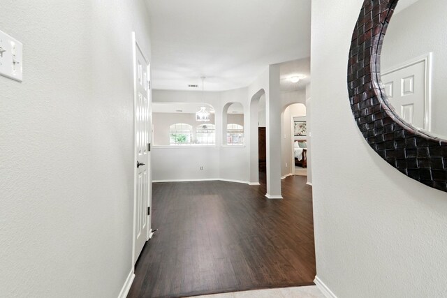 10733 Quarry Oaks Trl, Austin, TX 78717 - entrance foyer featuring arched walkways, baseboards, and wood finished floors