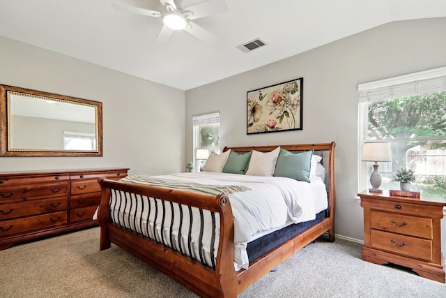 10733 Quarry Oaks Trl, Austin, TX 78717 - bedroom featuring vaulted ceiling, carpet, visible vents, and multiple windows
