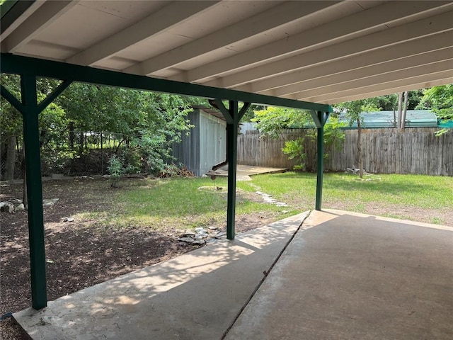 view of patio featuring a fenced backyard