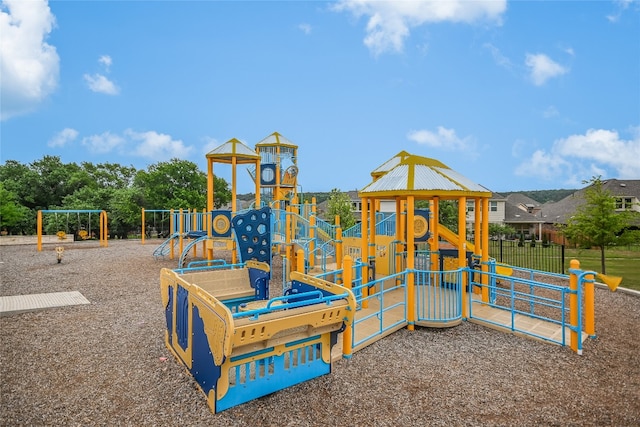 community play area with fence