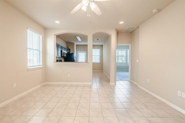 2880UNIT3401 Donnell Dr Unit 3401, Round Rock, TX 78664 - unfurnished room featuring a ceiling fan, recessed lighting, light tile patterned floors, and baseboards