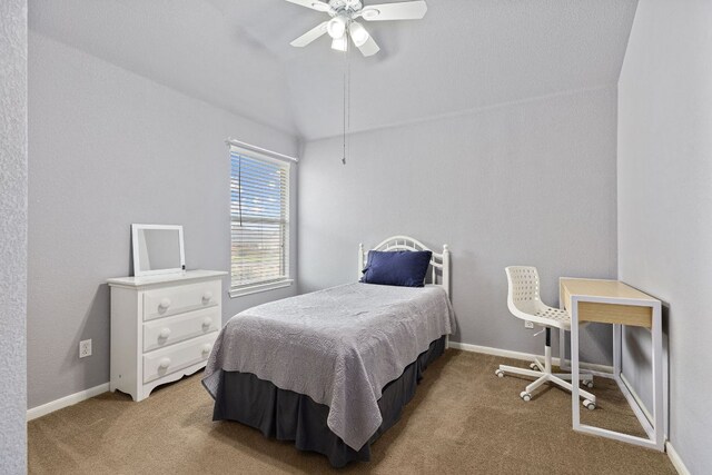 117 Summers Grn, Georgetown, TX 78633 - bedroom with carpet floors, baseboards, a ceiling fan, and vaulted ceiling