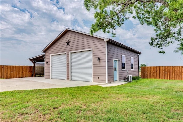 detached garage with fence
