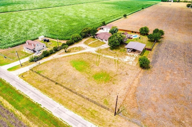 drone / aerial view with a rural view