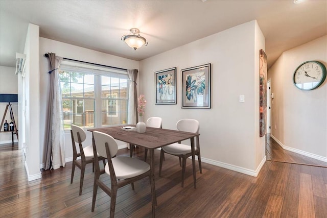 dining room featuring baseboards and wood finished floors