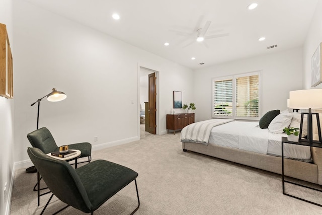 15 Borello Dr, Austin, TX 78738 - bedroom with light carpet, recessed lighting, and a ceiling fan