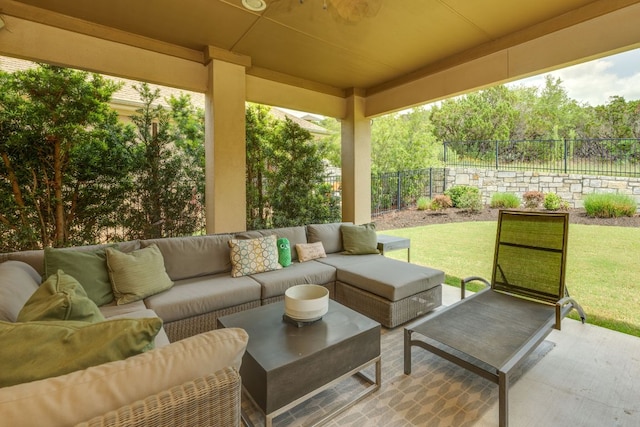4101 Front Range Ln, Austin, TX 78732 - view of patio / terrace featuring a fenced backyard and an outdoor hangout area