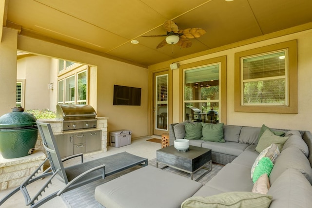 4101 Front Range Ln, Austin, TX 78732 - view of patio / terrace featuring grilling area, outdoor lounge area, and a ceiling fan