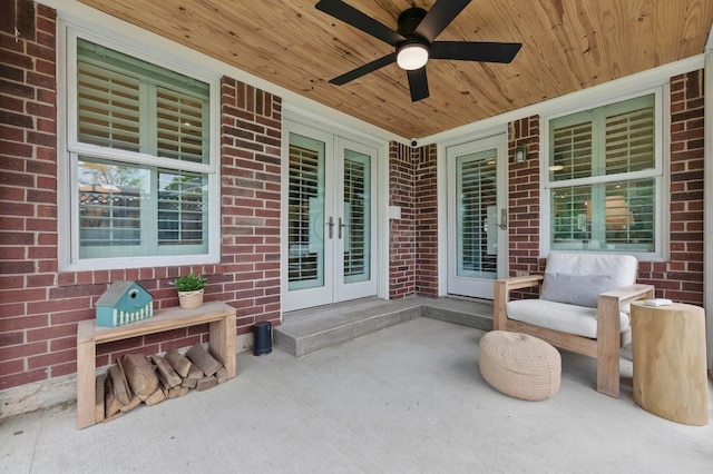 7421 Ponoma Trl, Austin, TX 78749 - view of patio / terrace with french doors and a ceiling fan
