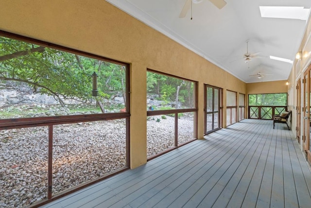 3800 Laurel Ledge Ln, Austin, TX 78731 - unfurnished sunroom with ceiling fan, a skylight, and vaulted ceiling
