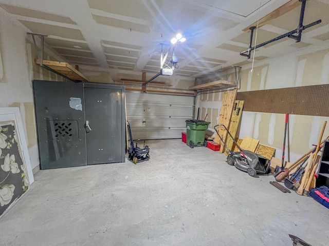 garage with a garage door opener