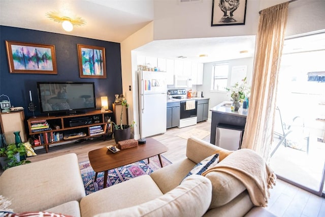 living room with light wood-style flooring