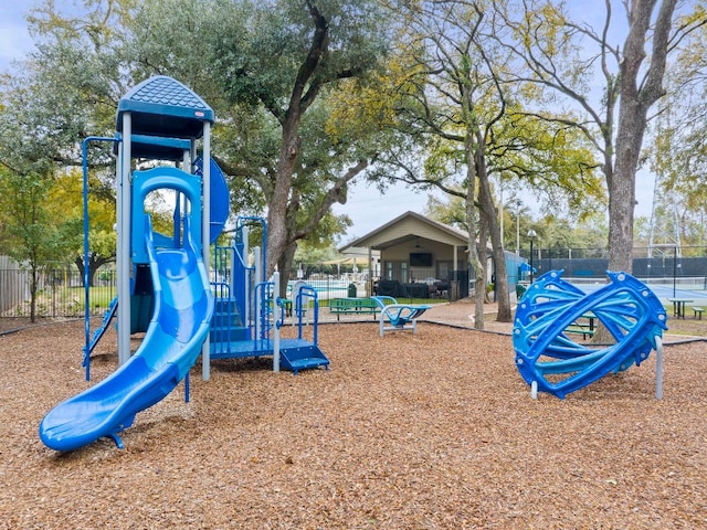 communal playground with fence