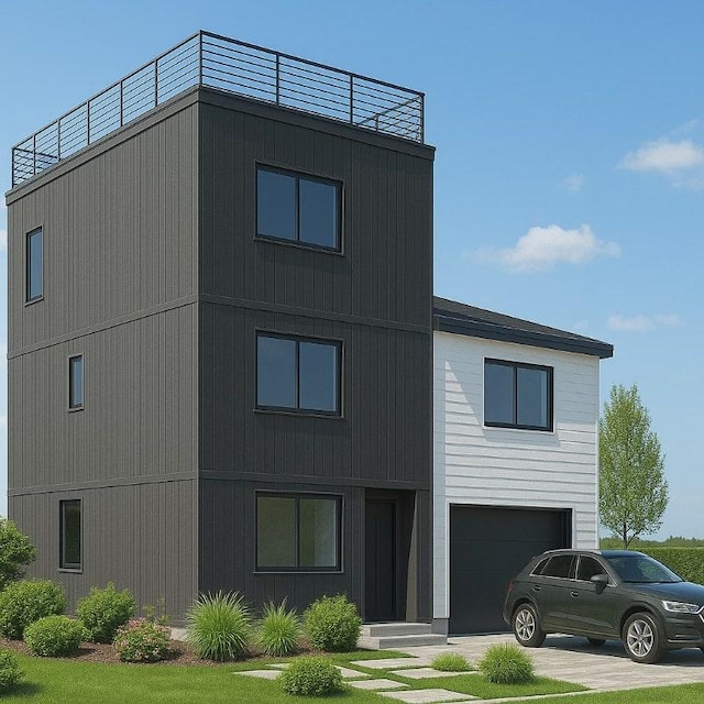 contemporary home with a garage