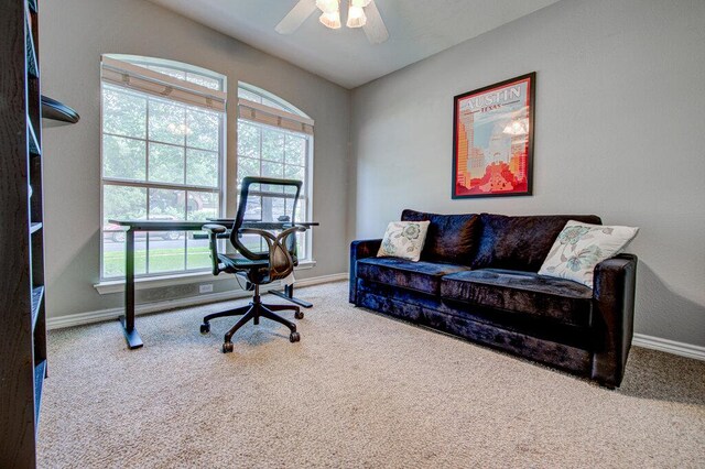 4807 Rutherglen Dr, Austin, TX 78749 - carpeted office space with baseboards and a ceiling fan