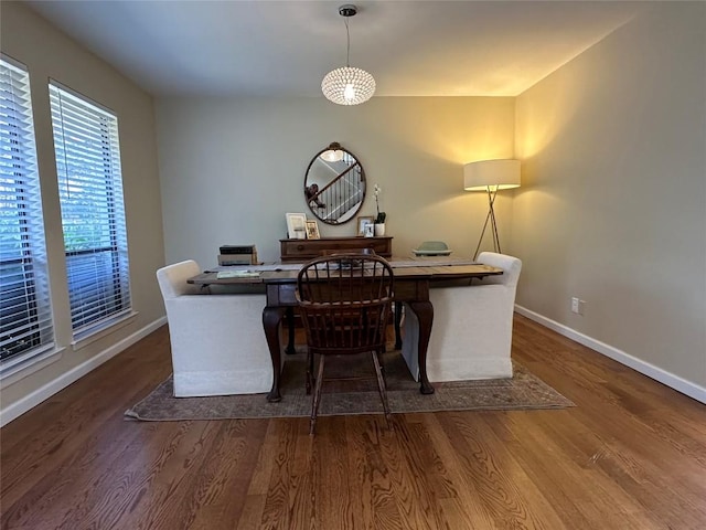 office with baseboards and wood finished floors
