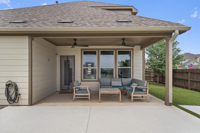 17111 Calipatria Ln, Pflugerville, TX 78660 - view of patio with a ceiling fan and an outdoor hangout area