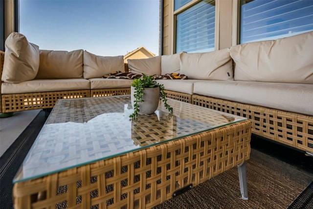 exterior space featuring outdoor lounge area