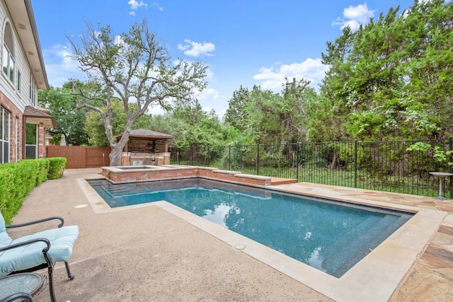 715 Nelson Ranch Rd, Cedar Park, TX 78613 - view of swimming pool featuring an in ground hot tub, a gazebo, a fenced in pool, a fenced backyard, and a patio