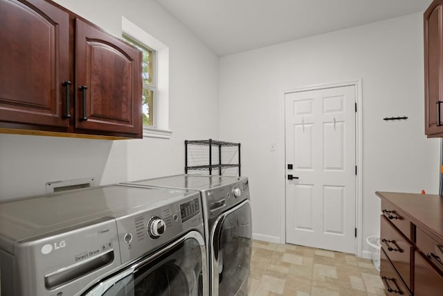 715 Nelson Ranch Rd, Cedar Park, TX 78613 - laundry room with separate washer and dryer, cabinet space, baseboards, and light floors