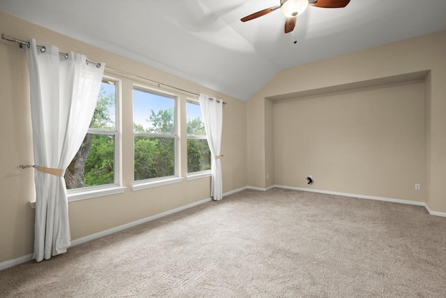 715 Nelson Ranch Rd, Cedar Park, TX 78613 - unfurnished room with carpet floors, a ceiling fan, baseboards, and vaulted ceiling