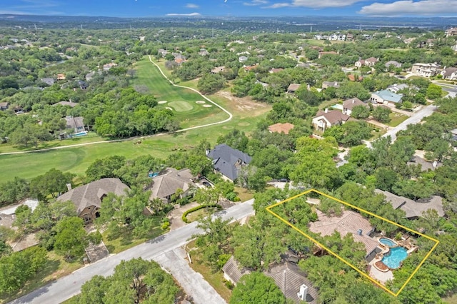 111 Crest View Dr, Lakeway, TX 78734 - aerial perspective of suburban area featuring property boundaries highlighted and a local golf course