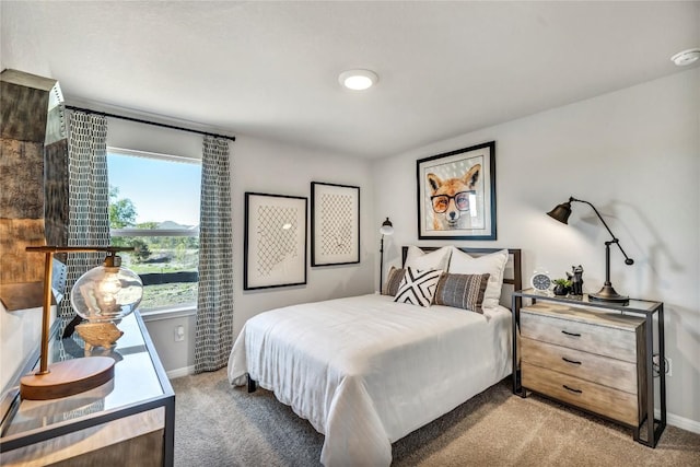 bedroom with baseboards and carpet flooring