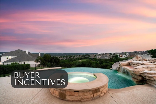 2033 Portobello Rd, Leander, TX 78641 - view of pool featuring a pool with connected hot tub and a water slide