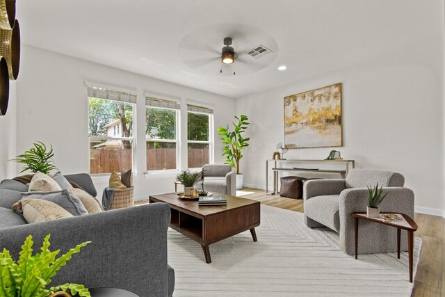 1728 Strobel Ln, Austin, TX 78748 - living area with ceiling fan, recessed lighting, and light wood-style floors