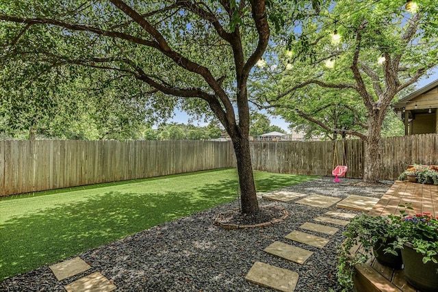 view of yard featuring a fenced backyard and a patio area