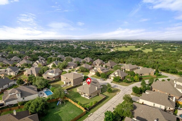 drone / aerial view with a residential view