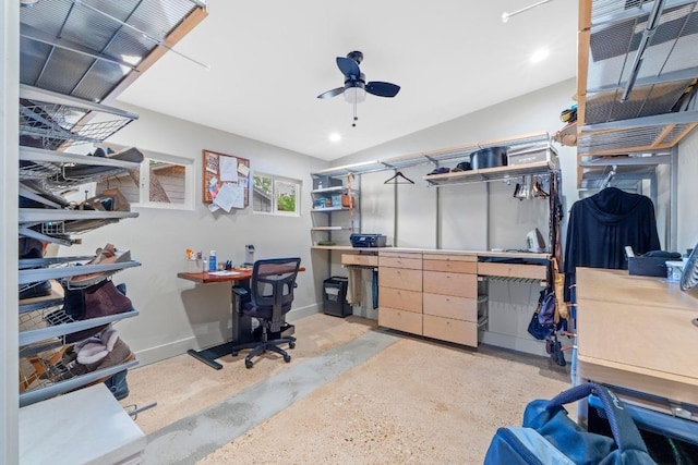 1705 Westmoor Dr, Austin, TX 78723 - office space with a ceiling fan, recessed lighting, and vaulted ceiling
