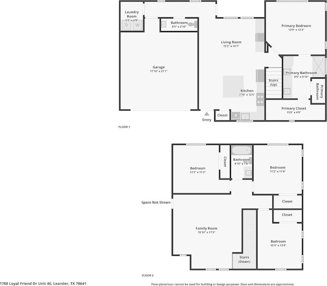 1708 Loyal Friend Dr Unit 46, Leander, TX 78641 - floor plan / room layout