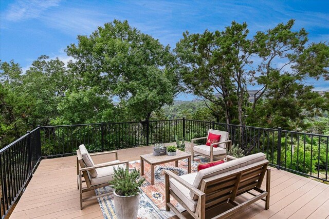 deck featuring an outdoor living space