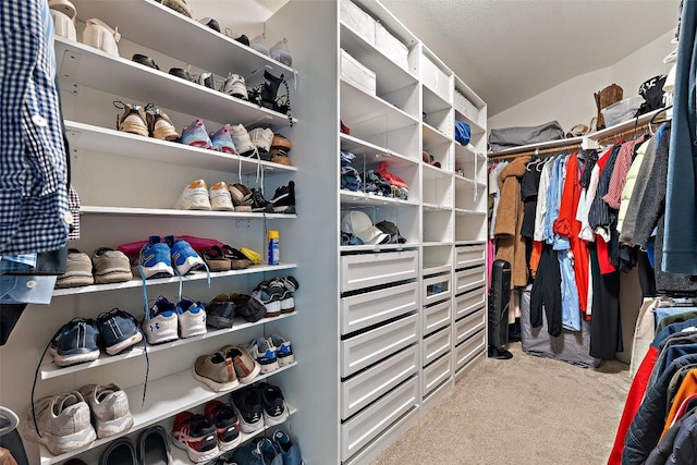walk in closet featuring carpet