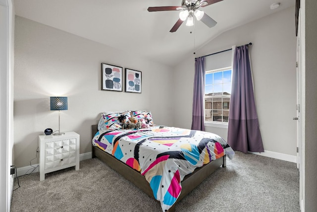 800 Kenney Fort Xing, Round Rock, TX 78665 - bedroom with vaulted ceiling, carpet, baseboards, and a ceiling fan