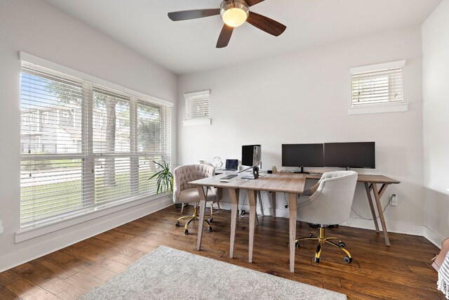 1403 Matthews Ln, Austin, TX 78745 - office space featuring plenty of natural light, wood finished floors, and ceiling fan