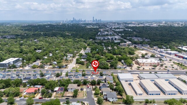 bird's eye view with a city view