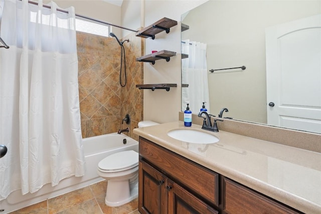 2420 Champions Corner Dr, Leander, TX 78641 - bathroom featuring shower / bath combo, toilet, and vanity